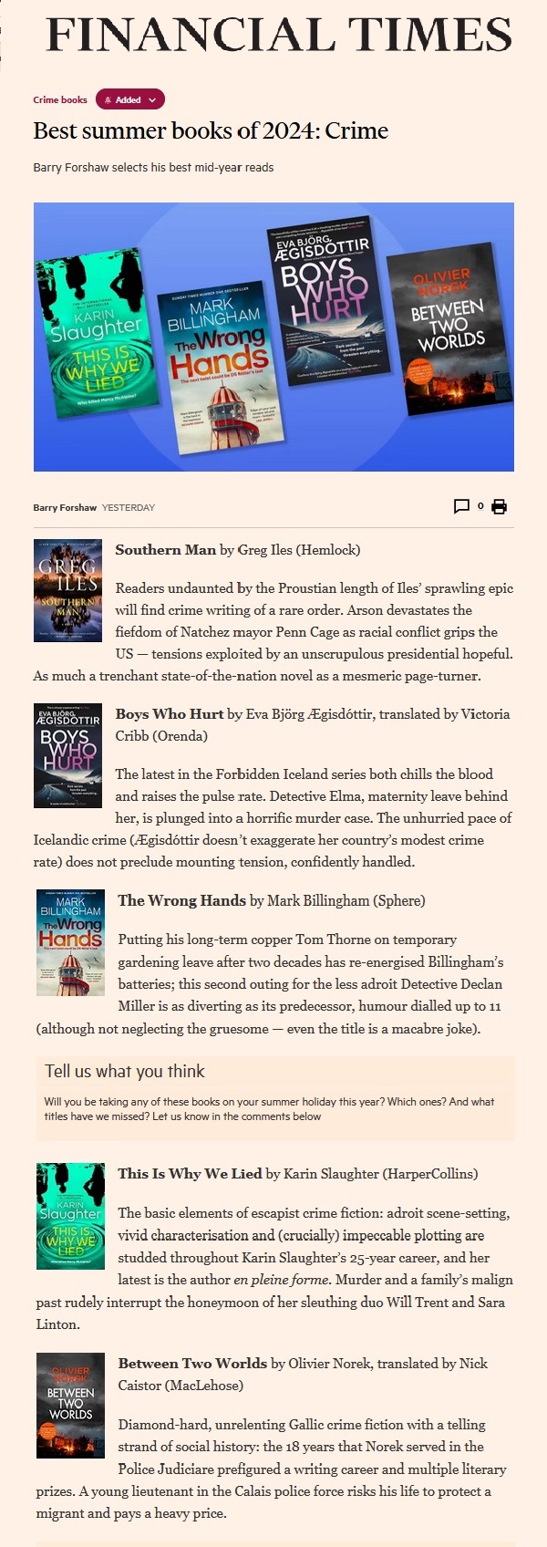 Best of Summer Crime in the FT